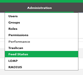 Screenshot of the Administration menu