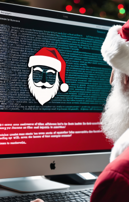 Santa, looking at a ransomware message